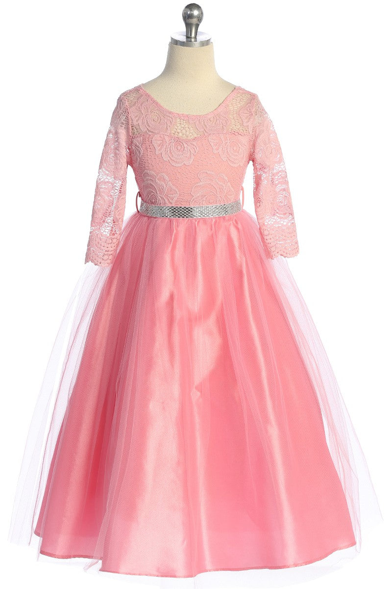 Girls Lace Top Long Sleeve Gown Multi Colour Canada