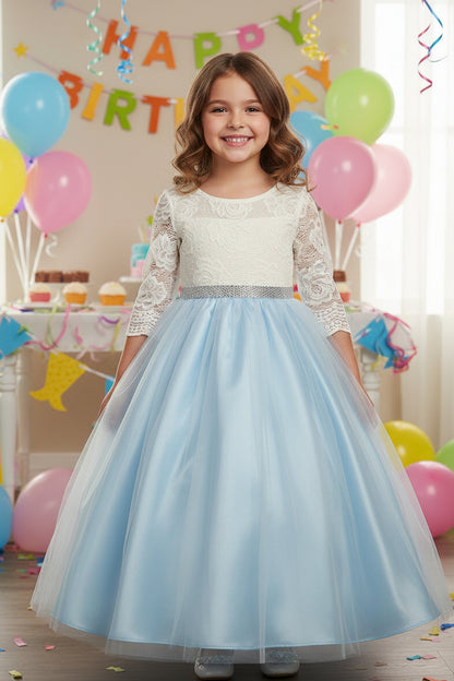 Girls Lace Top Long Sleeve Gown Multi Colour Canada champagne blue live