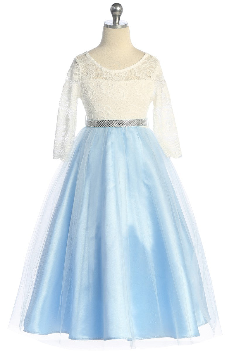 Girls Lace Top Long Sleeve Gown Multi Colour Canada light blue