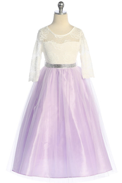 Girls Lace Top Long Sleeve Gown Multi Colour Canada lilac