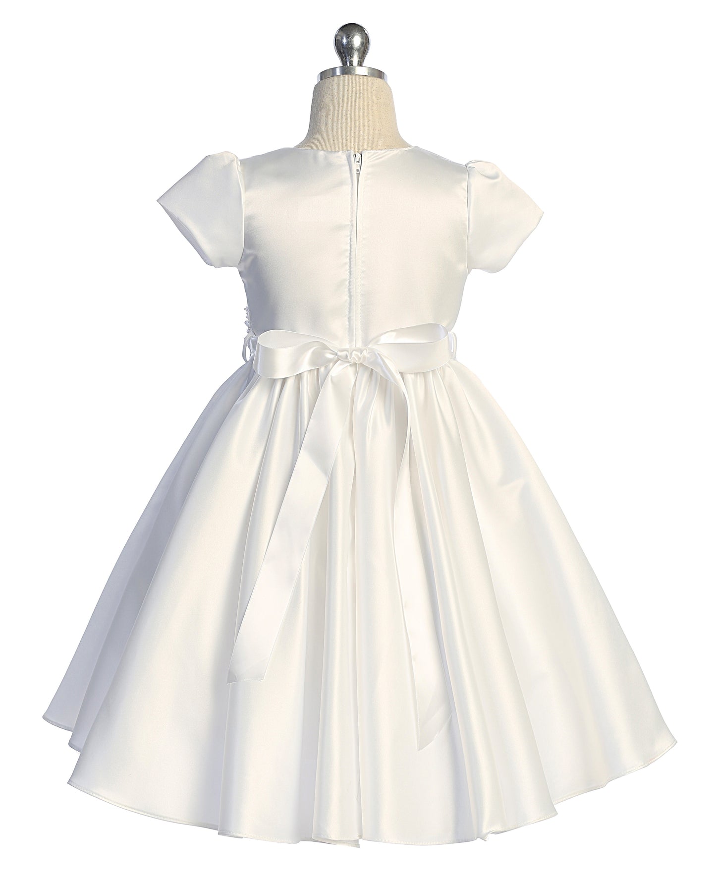 Girls Satin Dress With 3D Floral Belt Multi Colour Canada  back white