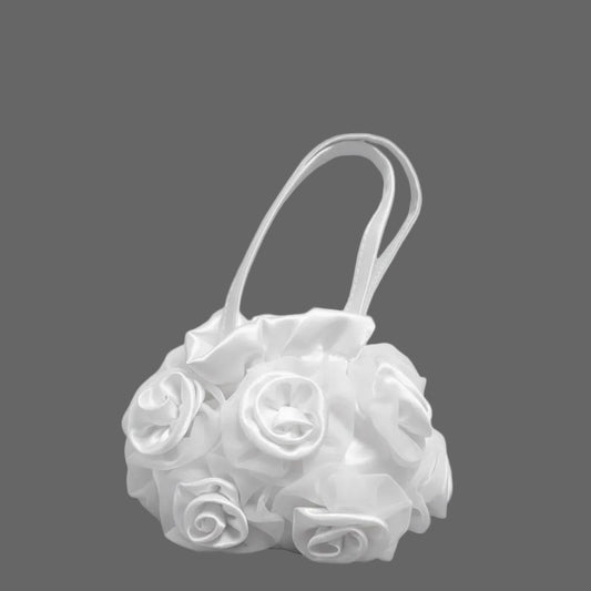 Girls Satin Rose Bud Purse Assorted Colours Canada white