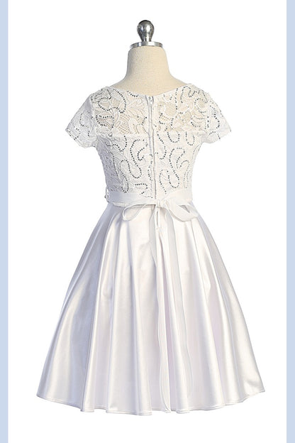 Girls Sequin Lace Top Satin Skirt Formal Dress Multi Colour Canada white