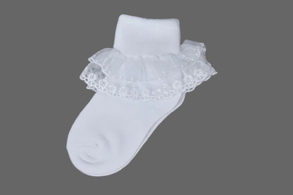 Girls Sock Cotton Blend Ruffle White Ivory Canada