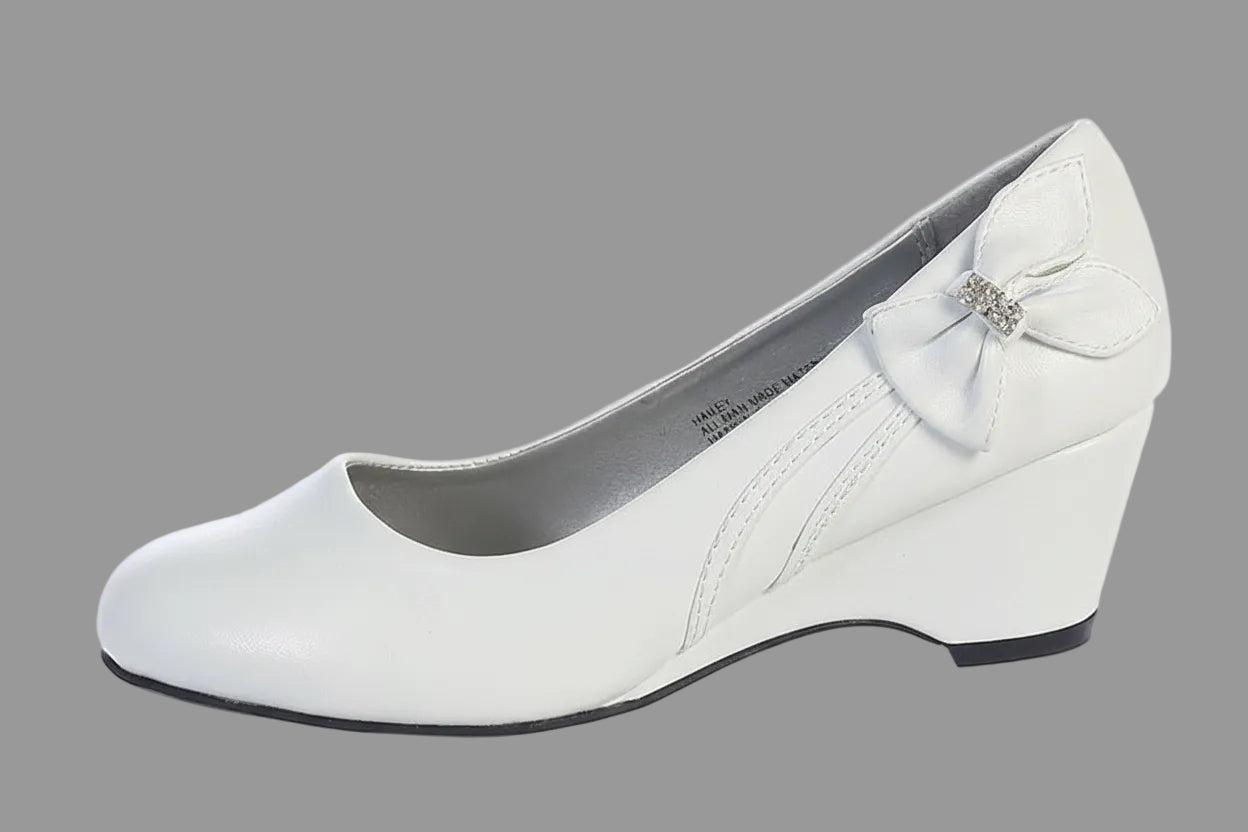 Girls Wedge Dress Shoe White Ivory Canada