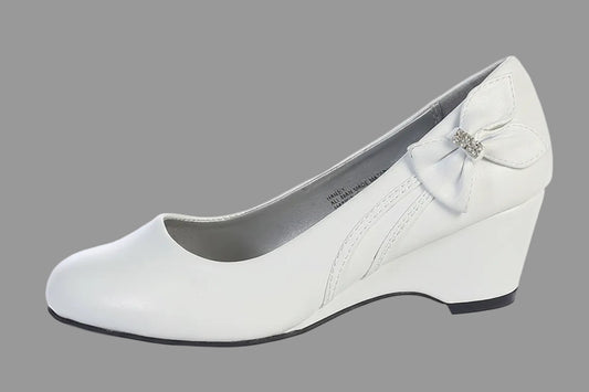 Girls Wedge Dress Shoe White Ivory Canada