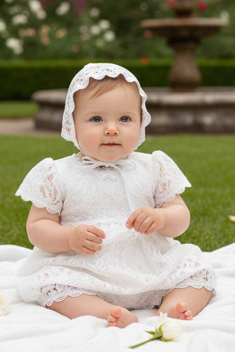 Girls White Lace Romper Baptism Christening Wedding Party Canada close