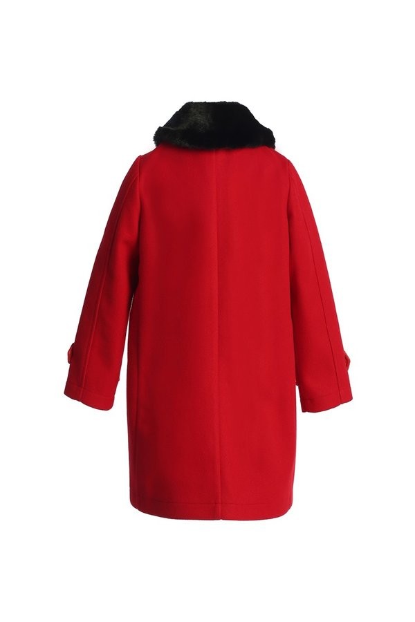 Girls winter dress coat red back