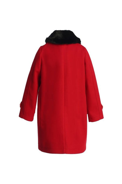 Girls winter dress coat red back