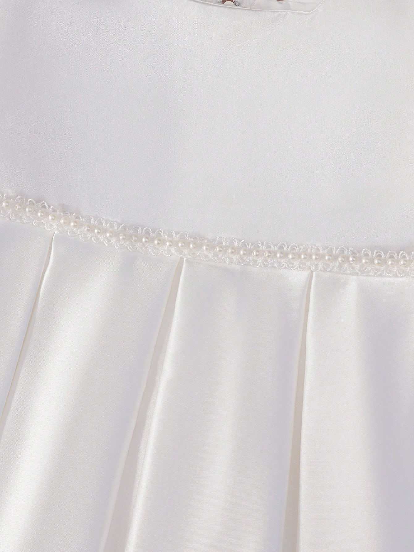 Simple Satin Box Pleat Baby Baptism Christening Dress Off White Canada