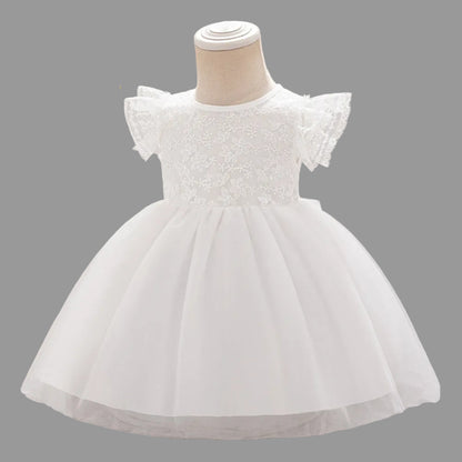 Butterfly Sleeve Baptism Christening Dress White Canada side