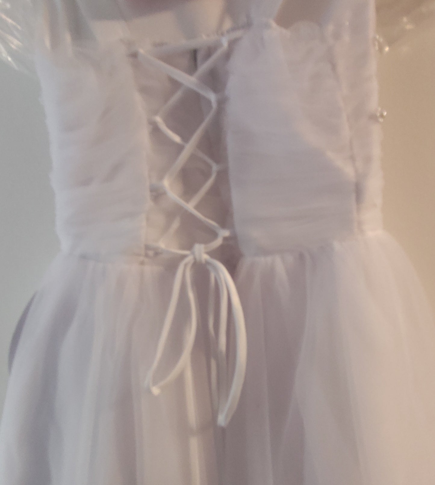 Fancy Ruched Pearl Top First Holy Communion Gown White Ivory Canada