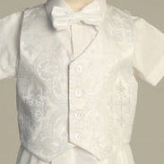 Jaccard Cross Boys Vest & Short Set Baptism Christening Canada close up top