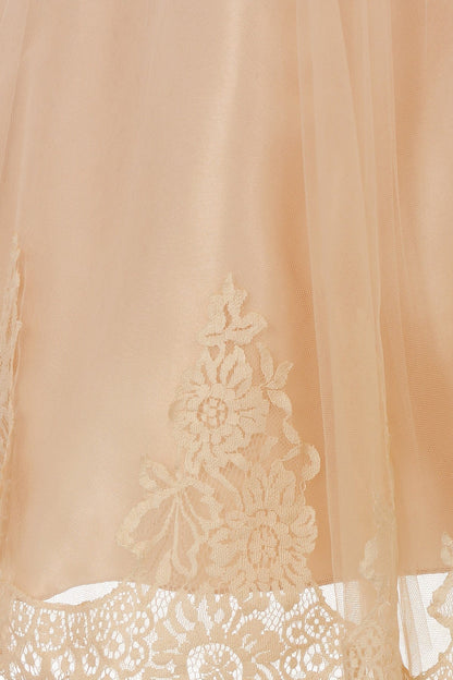 Lace Illusion Flower Girl Dress Pink Bottom View