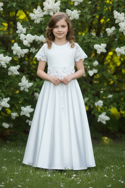 Long Girls Dress With Beautiful 3d Flower Belt Canada white