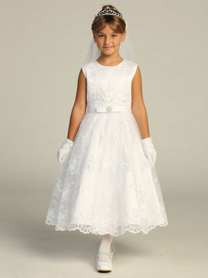 Lovely Corded Lace With Sequins White Girls Dress Plus Size Canada
