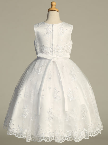 Lovely Corded Lace With Sequins White Girls Dress Plus Size Canada back