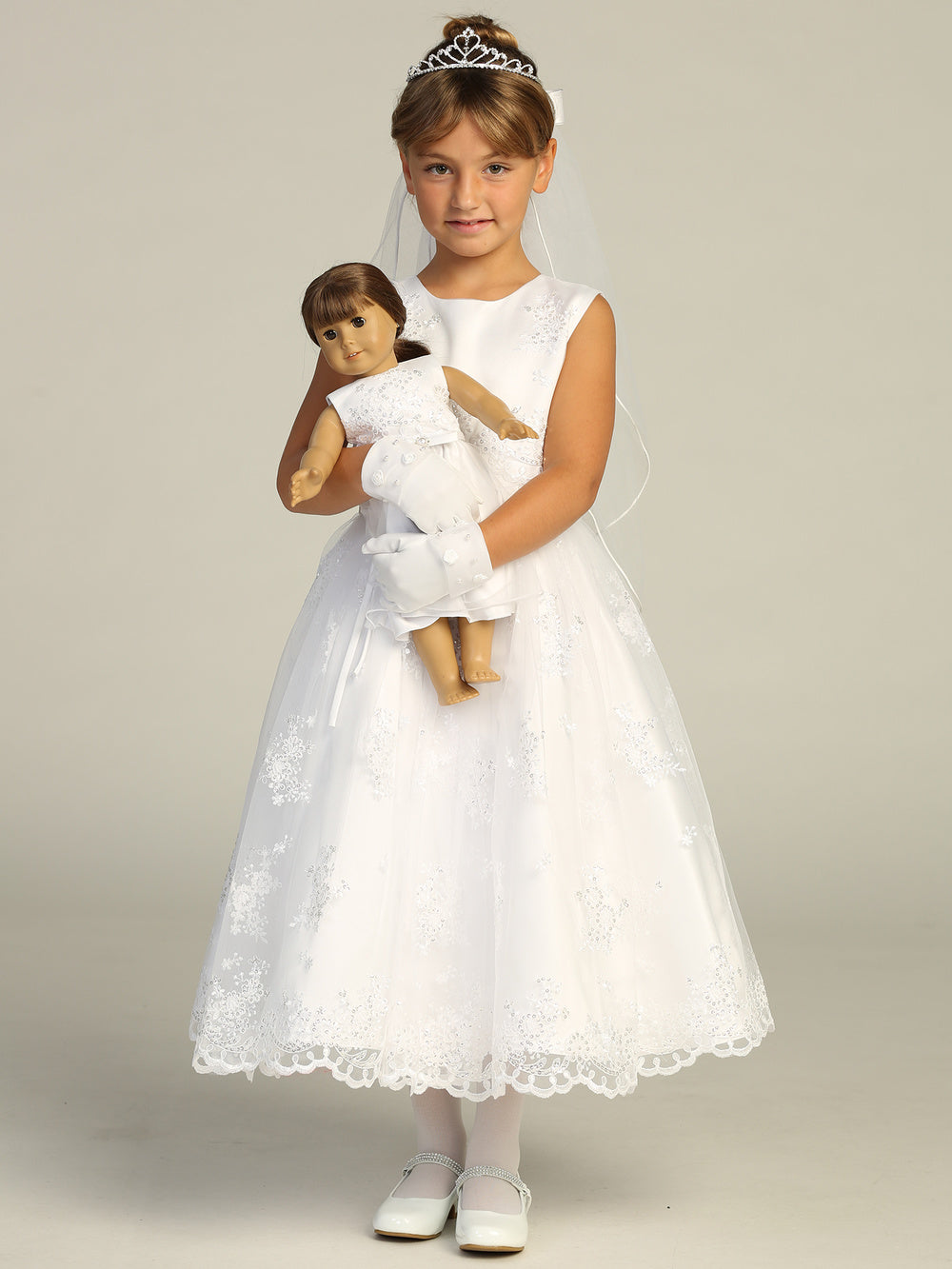 Lovely Corded Lace With Sequins White Girls Dress Plus Size Canada both