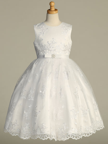 Lovely Corded Lace With Sequins White Girls Dress Plus Size Canada mannequin