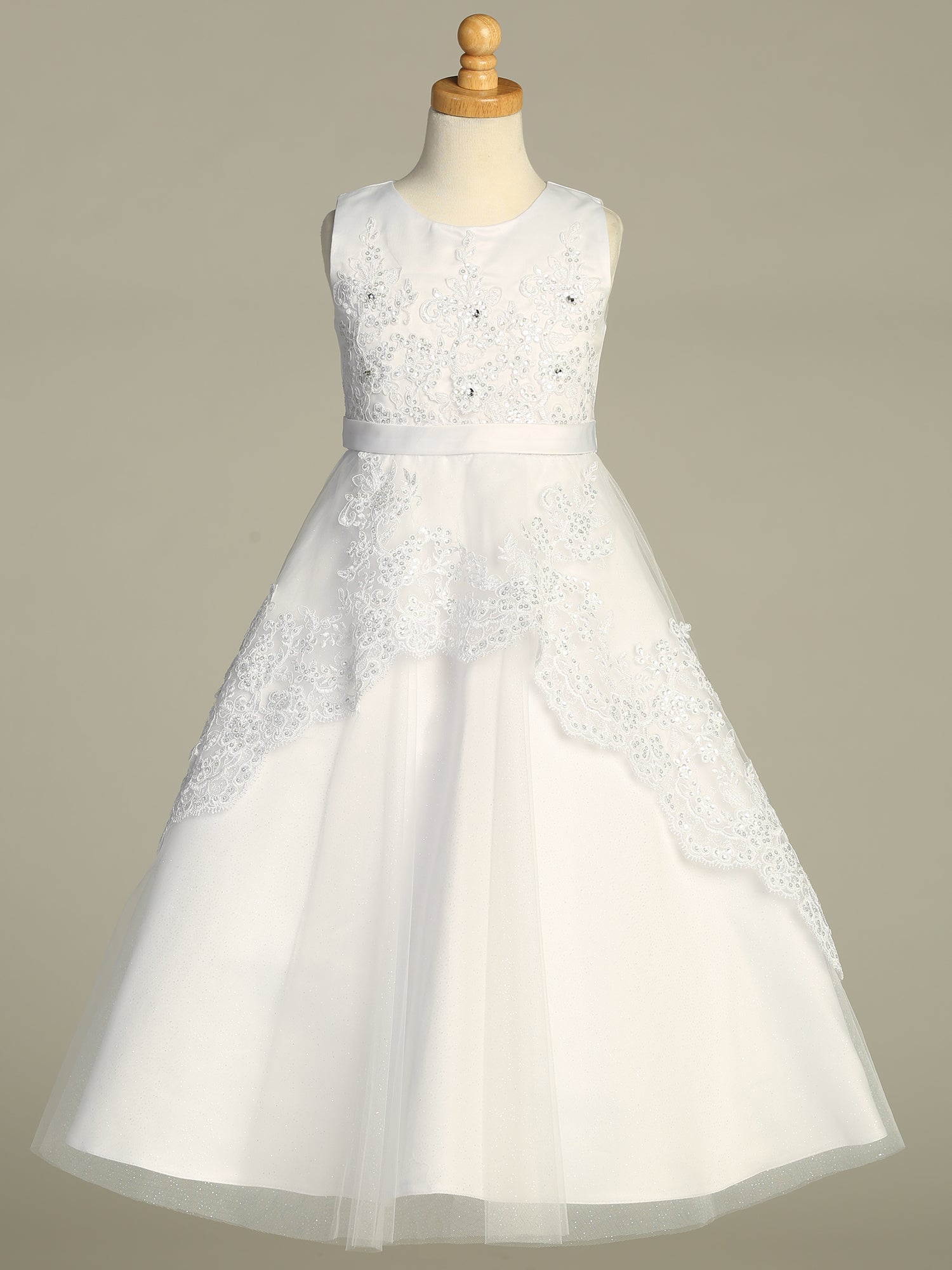 Lovely Embroidered Overlay White Girls Dress Plus Size Canada