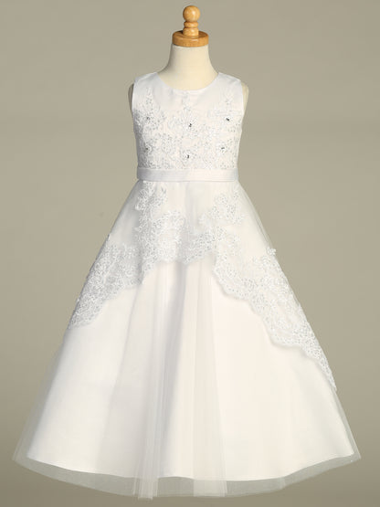 Lovely Embroidered Overlay White Girls Dress Plus Size Canada