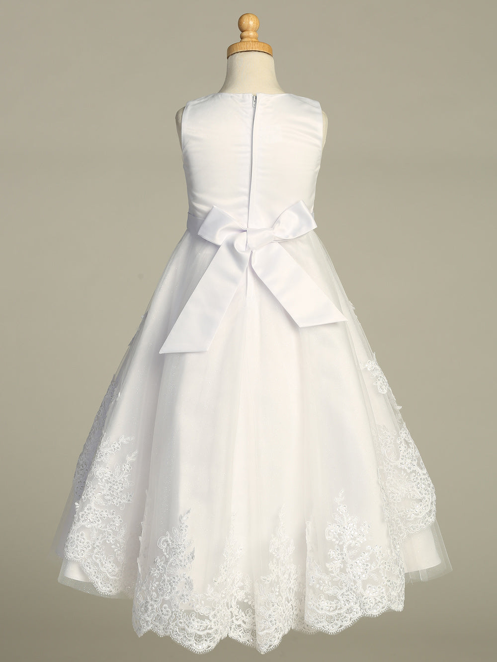 Lovely Embroidered Overlay White Girls Dress Plus Size Canada  back
