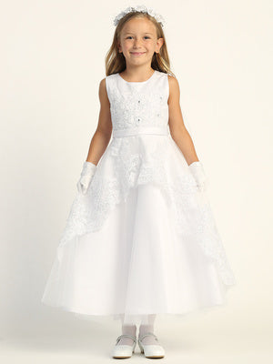 Lovely Embroidered Overlay White Girls Dress Plus Size Canada size chart live