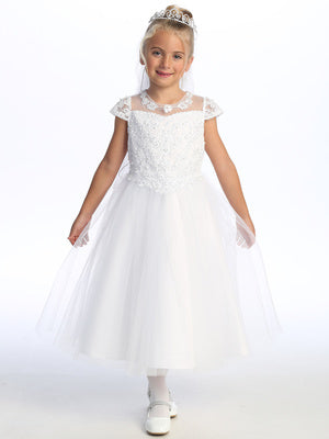 Lovely Embroidered Pearls & Sequins White Girls Dress Plus Size Canada