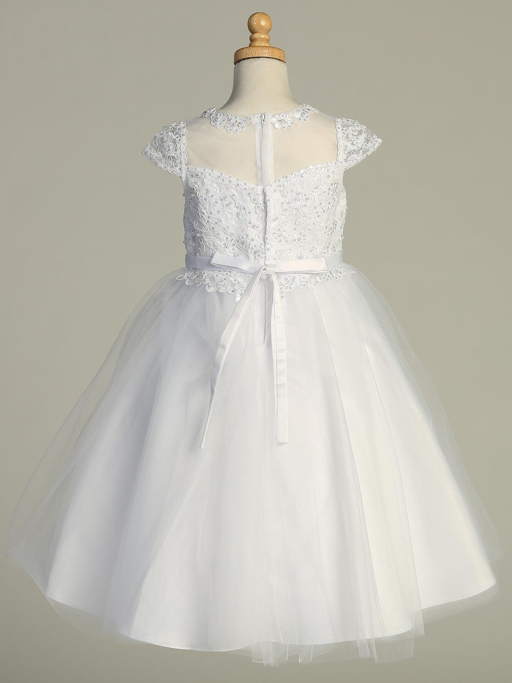 Lovely Embroidered Pearls & Sequins White Girls Dress Plus Size Canada back