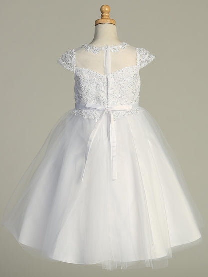 Lovely Embroidered Pearls & Sequins White Girls Dress Plus Size Canada back