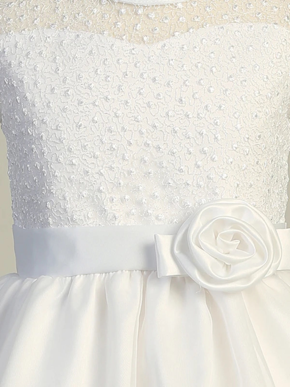 Lovely Embroidered Tulle Short Sleeve White Girls Dress Plus Size Canada close
