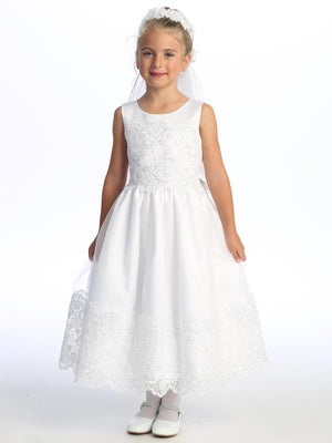 Lovely Embroidered Tulle White Girls Dress Plus Size Canada