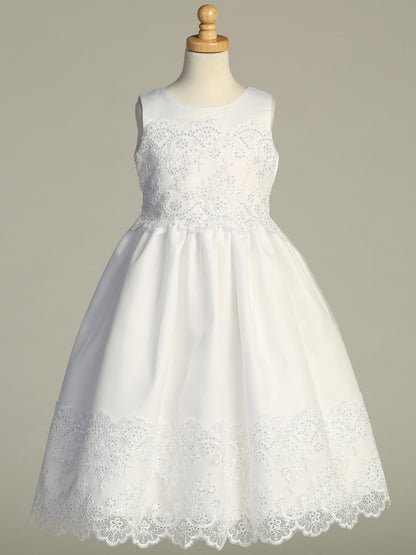 Lovely Embroidered Tulle White Girls Dress Plus Size Canada close