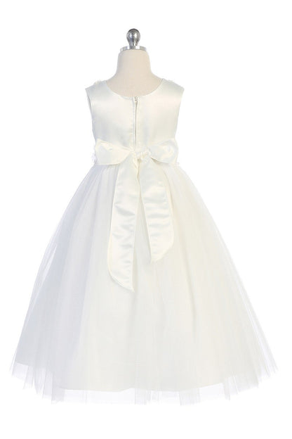 Luxurious Flora Top Flower Girl Dress  Ivory Back View