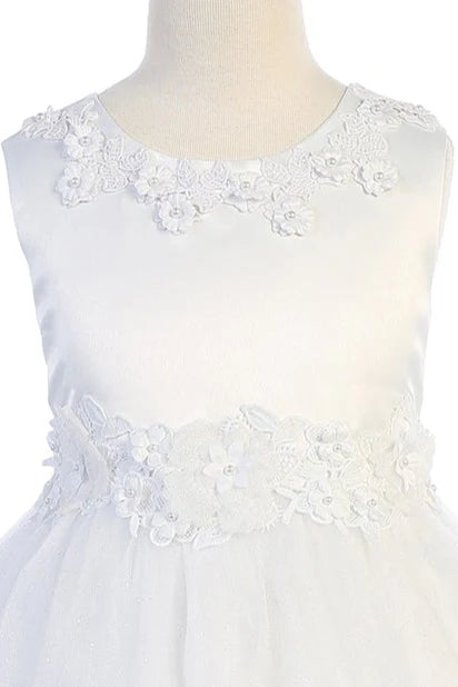 Luxurious Flora Top Flower Girl Dress  White Front Top View