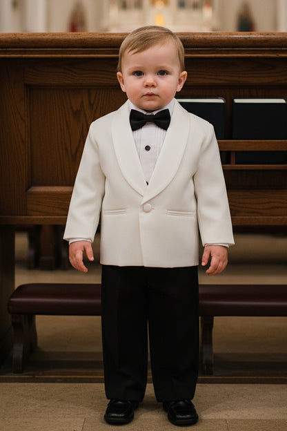 One Button Boys Formal Dinner Jacket Tuxedo Navy Ivory Canada ivory tux
