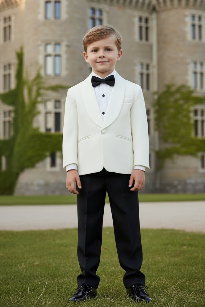 One Button Boys Formal Dinner Jacket Tuxedo Navy Ivory Canada ivory tux live