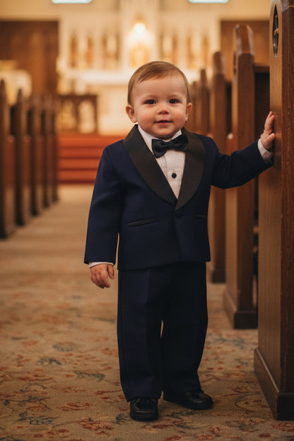 One Button Boys Formal Dinner Jacket Tuxedo Navy Ivory Canada navy tux live