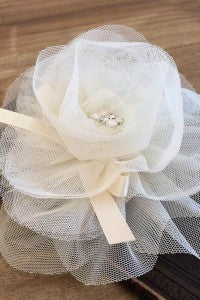 PA Soft Mesh Baby Girls Hair Accessories- Infant Hair Bow Canada Ivory