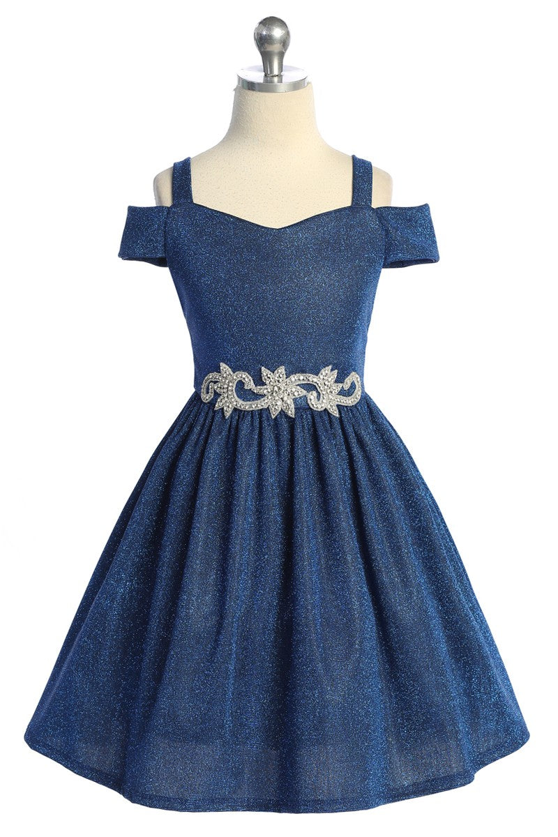 Peekaboo Shoulder Tween Girls Dress Metallic Colours Canada royal