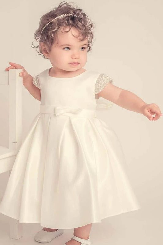Amazing Beaded Cap Sleeve Infant Baby Girls Dress White Ivory Canada