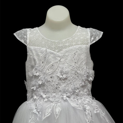 Fancy Hanging Appliqué First Communion Dress White Ivory Canada