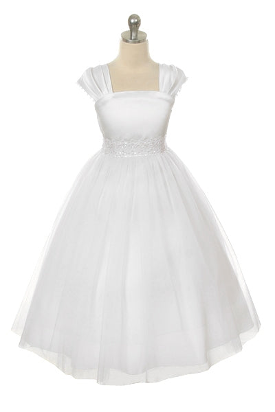 Pleated Cap Sleeve Girls Dress, plus size girls dress for First Communion or Flower Girl. Shop girls plus size dress and frock Canada, greater Toronto area..