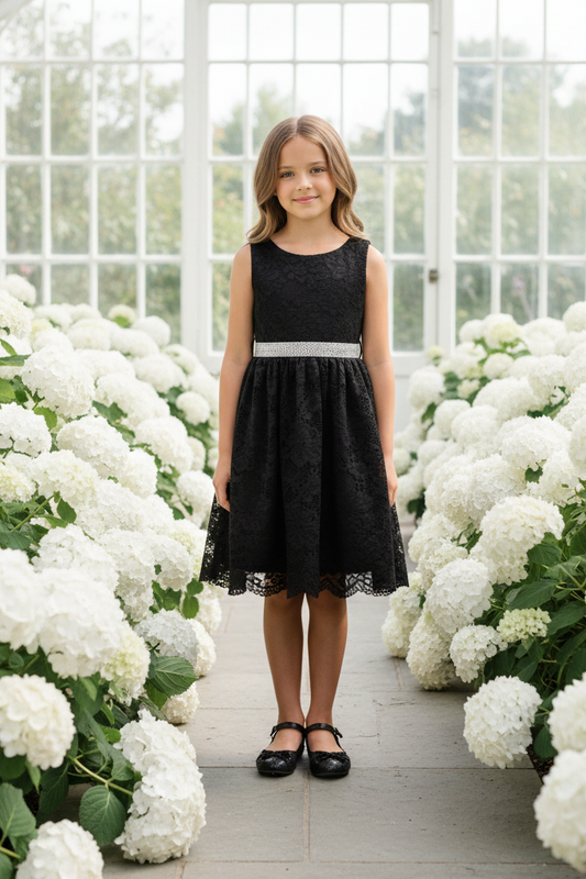 Plus Size Lace Girls Party Dress Multi Colour Canada black