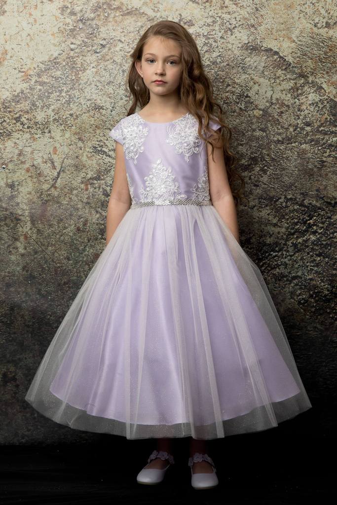 Pretty Girls Romantic Peek Sleeve Dress Poly Silk Tulle Tea Lilac Side Length Canada