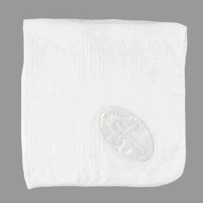 Rose Baptism blanket white satin cross no box Canada