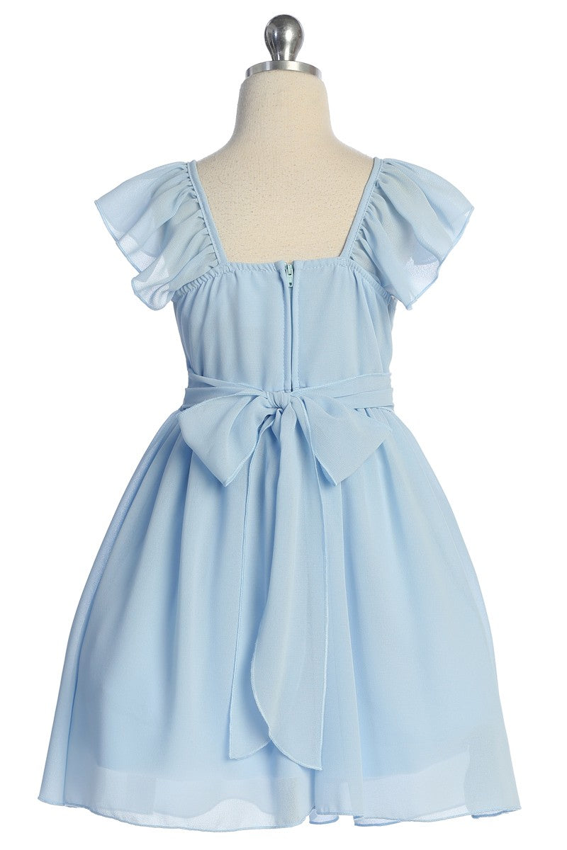 Ruffle Sleeve Girls Dress Pebble Georgette Multi Colour Canada light blue