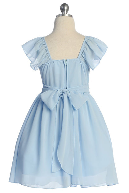 Ruffle Sleeve Girls Dress Pebble Georgette Multi Colour Canada light blue