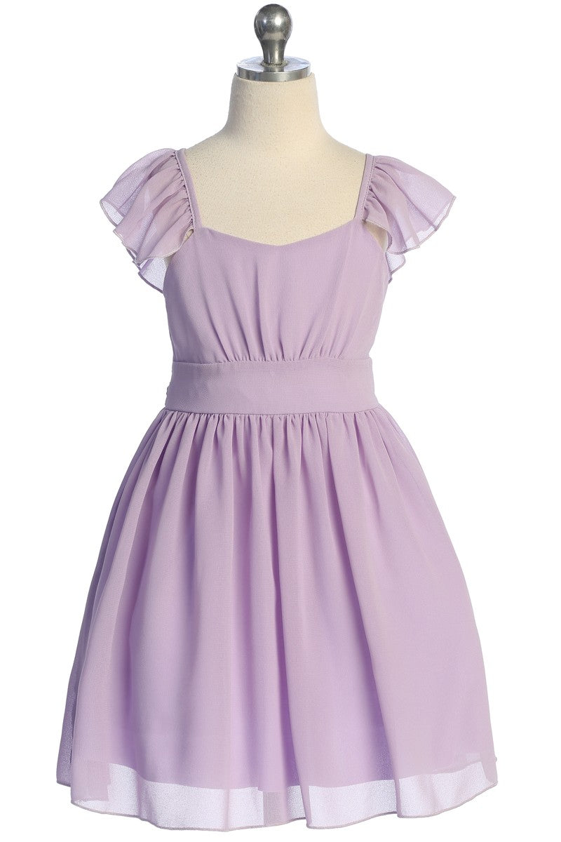 Ruffle Sleeve Girls Dress Pebble Georgette Multi Colour Canada lilac