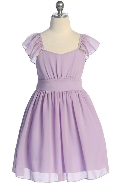 Ruffle Sleeve Girls Dress Pebble Georgette Multi Colour Canada lilac